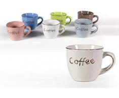 GICOS IMPORT EXPORT SRL Set 6 tazzine caffè Senza piattino capacità 100ML 5CM Colori Assortiti Decoro cofee SIZ-773914