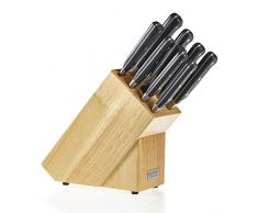Ross Henery Professional Set Coltelli da Cucina 9 Pezzi Lama Completa Acciaio Inossidabile in Elegante Blocco di Legno Solido