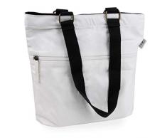 Cottonbagjoe Piccola borsa per il trasporto | 2 manici lunghi | 36 x 32 x 8 cm | con chiusura lampo e fondo grande | borsa in cotone | borsa per la spesa | materiale in tela