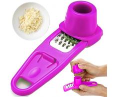 Retoo Grattugia per aglio manuale con manico ergonomico, utensili per la produzione di aglio, affettatrice robusta per aglio, erbe aromatiche, aglio, zenzero, peperoncini con raschietto per la pulizia