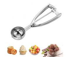 Micacorn Cucchiaio di Gelato, 4cm Cucchiaio in Acciaio Inox per Gelato, Paletta per Gelato con Grilletto, Acciaio Inox Scoop Multifunzione 304 per Fare Il Gelato Polpette Biscotti Frutta