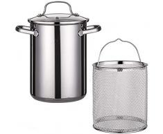 Friggitrice in acciaio inossidabile con coperchio e cestello Pentola per zuppa profonda di grande capacità Pentola speciale per verdure e carne stufate di asparagi-6L