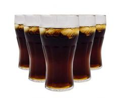 Coca Cola - Bicchieri da 0,2 litri con tacca di taratura | 6 pezzi | con apribottiglie | Softdrink Glasset