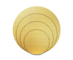 BACKHERZ Tavola per torte rotondi I accessori torta I Vassoio per torte I Porta-torta per il trasporto I Base torta I Set da 4 I Ø 15, 20, 25 e 30 cm I oro