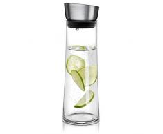 Navaris Caraffa in Vetro borosilicato e Acciaio Inossidabile - Brocca refrigerante in Cristallo con Coperchio - Bricco Acqua Vino tè Bevande 0,8L