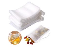 Redamancy 100 Pezzi Bustine da tè Filtro, 7x9 cm Filtri the e Tisane Usa e Getta, Bustine di tè Usa e Getta con Coulisse, Bustine di tè Vuote per Tè Sfuso Tisane caffè Erbe Spezie