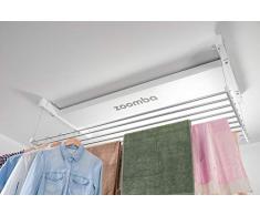Zoomba 130 cm - Asciugatrice elettrica con telecomando aste in alluminio, soffitto sospeso, balcone, vasca da bagno per interni ed esterni, risparmio di spazio (Zoomba 130 cm - soffitto)