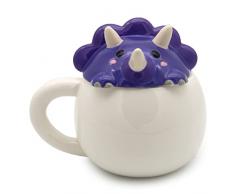 Puckator Tazza in Ceramica con Coperchio Sagomato - Dinosauro Viola - Animali Dolci