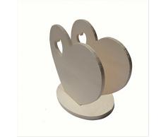 PORTATOVAGLIOLI PORTACARTE IN LEGNO PER IL FAI DA TE O DECOUPAGE CUORE 3 PEZZI