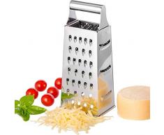 Grattugia in acciaio inox da 8 pollici, grattugia multiuso a 4 lati, grattugia per formaggio, grattugia, affettatrice/Zester per cucina verdura frutta formaggi