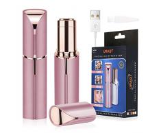 URAQT Epilatore Viso, Depilatore Rasoio per Viso, Epilatore Delle Sopracciglia Donna con LED e USB, Rasoio Elettrico Indolore per Viso, Labbra, Baffetti, La Zona Bikini