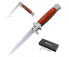 Coltello Pieghevole,Acciaio inossidabile 7Cr17 di Coltello Soccorso Portatile di Sopravvivenza per Caccia,Campeggio attività allAperto Multiuso (Legno Rosso)