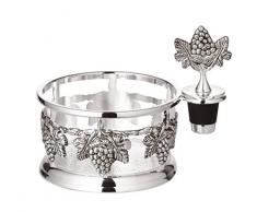 Edzard sottobottiglia UVA, con Tappo, Argento pregiato Placcato, Diametro 9 cm, Altezza 10 cm
