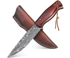 Golden Bird Coltello da caccia coltello lama fissa per esterni coltello sopravvivenza a codolo pieno con fodero coltello bushcraft in acciaio D2 per esterni, campeggio, avventure
