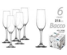 Gicos Set 6 Bicchieri calici Flute bacco 215 CC in Vetro Bicchieri Spumante Classico ACF-767036