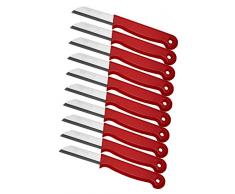 Set da 10 coltelli di Solingen, spelucchino, coltello da cucina, coltello da verdura, in nastro di acciaio inossidabile, Made in Germany, lunghezza totale 16 cm, lunghezza lama 6 cm, rosso