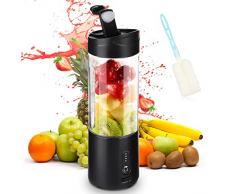 Frullatore portatile, 530ML Mini Frullatore USB Ricaricabile con 6 Lame e Spazzola Frullatore Personale per Frullati, Frutta e Verdura Tazza per Casa, Campeggio e Viaggi