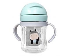 bluesa 250ML - Tazza per imparare a beve, con doppia impugnatura, tazza per bambini, con cannuccia di gravità, tazza anti-perdite, facile La presa