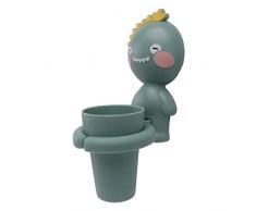 DOITOOL 1Pc A Parete per Bambini Spazzolino da Denti per Bambini Stand Organizer Rack Controsoffitto per Bambini Tumbler Home Cup Doppi Titolari Cartoon Wall Dentifricio Bello Verde