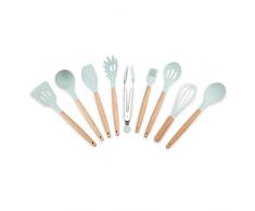 9PCS/set pinze da cucina in silicone resistente al calore utensili da cucina di cottura strumento con cucchiaio colino paletta mestolo più per pentole da cucina antiaderente (secchiello non incluso)