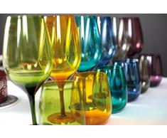 Villa dâEste Home Tivoli Happy Hour Set 6 Bicchieri Acqua, Vetro, Multicolore, 11 x 7 x 7 cm