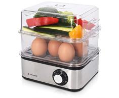 Navaris Cuociuova Elettrico con Timer 1-16 Uova - Cuoci Uova Automatico 500W Multifunzione Diverse durezze - Bollitore fornello a Vapore e Accessori