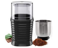 NWOUIIAY Macinacaffè Elettrico 300W con Contenitori Rimovibili in Acciaio Inossidabile Coffee Macina Grinder per Macina chicchi di caffè Spezie Frutta a Guscio e Grano