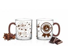 6 Bicchieri 300 ML Coffee House Stampato Latte Caffè Latte Macchiato Bicchieri