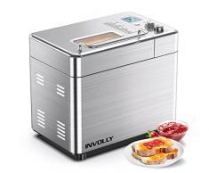 Involly Macchina del Pane Automatica 15 In 1, Senza Glutine, Pasta, Pizza, Macchina per il Pane con Distributore di Frutta e Noci, 1kg, Timer 15 ore, 3 Impostazioni di Peso e di Doratura, Ricette