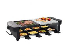 Leogreen - Dispositivo per raclette da 8 persone, dispositivo per raclette multifunzione 3 in 1, raclette grill 1200 W, incluso: 8 stufe