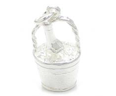 Bottiglia di champagne e secchio fascino collegamento tradizionale – per più di braccialetti charm. – In argento sterling. BU2141ID