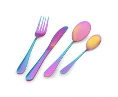 Prima Collection , Set da 24 Posate Serie Dream Rainbow , Acciaio Inox, Colore: Arcobaleno, con Scatola Regalo (6 persone)