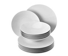 Rosenthal TAC Gropius - Set di 12 piatti per 6 persone, in porcellana, colore: Bianco