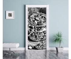 Monocrome, miele muesli in un barattolo, Formato: 200x90cm, telaio della porta, adesivi porta, porta decorazione, autoadesivi del portello