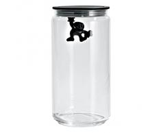 Alessi AMDR06 Gianni a Little Man Holding On Tight Barattolo Ermetico in Vetro con Coperchio in Resina Termoplastica, Nero, 140 cl