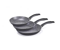 Moneta Kratos Plus Set 3 padelle 20-24-28 cm in Alluminio effetto pietra