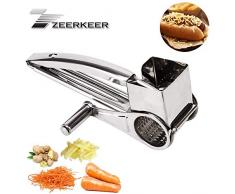 Grattugia Rotativa per Formaggi, In Acciaio INOX, Ultra affilata Utensile da Cucina Multifunzione, Grattuggia Formaggio per Parmigiano, Aglio, Zenzero, Carota, Tagliuzzato Strumento