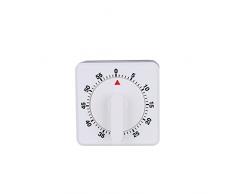 Timer da Cucina, Timer da Cucina Meccanico Classico, con Rotazione, Conto alla Rovescia e Suono di Allarme, Ideale per la Cottura al Forno, 60 Minuti, Bianco