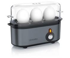 Arendo - Cuociuova - Cuoci uova compatto a 3 posti - ON OFF - Cottura selezionabile - 210 W - 1-3 uova - Piedini in gomma antiscivolo - Senza BPA - Cool Grey