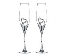 Sziqiqi 1 Set di 2 Bicchieri di Vino Rosso Creativo Ad Alta qualità, Bicchiere di Champagne, Bicchiere a Calice, Coppa Nuziale, Flute da Champagne, Argento