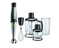 Braun MQ7045X MultiQuick7 Minipimer, Frullatore ad Immersione dotato di Grande Tritatutto 1,25L con funzione tritaghiaccio, frusta a filo, 350ml, bicchiere graduato 600ml, 1.000W, Nero