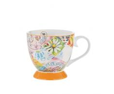 KASANOVA Tazza tè fiori arancione in New Bone China, 450 ml