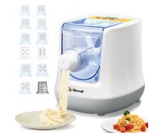 CGOLDENWALL Automatica Macchina per Pasta Elettrica, Controllo Digitale Con 12 Dischi Di Forma per Tagliatelle Fatte in Casa, Spaghetti, Ravioli, Fettucine e Penne, Fino a 650g Di Farina, Bianco, 260w