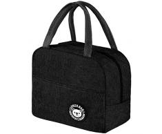 Jewan Piccola Borsa Termica 6L Borsa Termica Piccola Borsa Porta Pranzo,Borsa Frigo Pranzo Ufficio, Borsa Termica Porta Pranzo per Escursionismo,Picnic Allaperto,Barbecue (Nero)