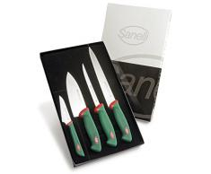 Sanelli Premana Professional Confezione Coltelli Sushi da cucina, Acciaio Inossidabile, Verde / Rosso, 40 x 24 x 3 cm, 4 UnitÃ 