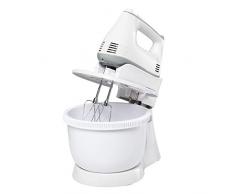 HOMCOM Mixer Elettrico Impastatrice Planetaria 6 Velocità, Mixer a Mano, Fruste e Ganci per Impastare, Ciotola da 3.4L