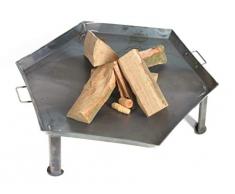 acerto 31841 Solido fuoco quadrato ciotola 55cm + 5 pz. Legna da ardere faggio * Quadrato * Acciaio massiccio * Grande ciotola del fuoco per l'esterno