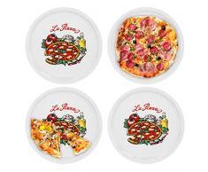 Van Well - Set di 4 piatti da pizza “Napoli” in porcellana, diametro 30,5 cm, con stampa