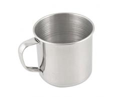 quanjucheer, tazza in acciaio inox, tazza da 8 cm, perfetta da usare allaperto, in campeggio, in escursione, tazza per caffè e tè, Acciaio INOX, Silver, 8 cm