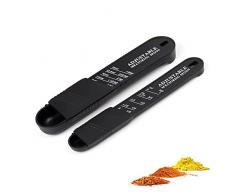 Cucchiai Dosatori Regolabili, KINHARD 2 pz Cucchiaio Doppia Bilancia Dosatori, Materiale ABS Ecologico, Nero Cucchiaio Bilancia Digitale, Adatto per Dosare Spezie, Zucchero, Sale